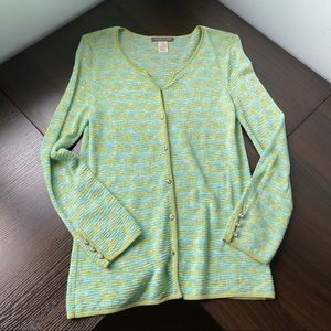Sigrid Olsen green cardigan crochet sweater tunic